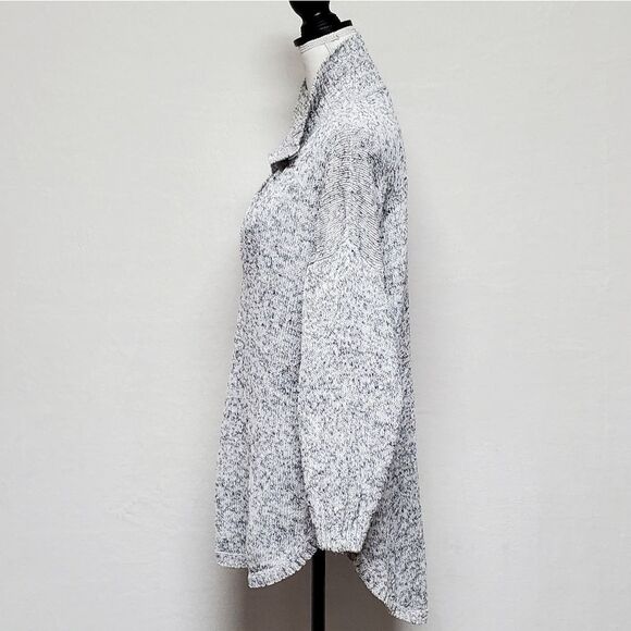 VINTAGE 1970s Erika Gray Black Speckle Knit High Low V-neck Wide Belt Dress M - Picture 8 of 14